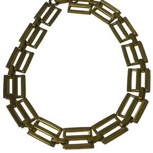 UNIQUE Geo Gold Plated Couture Square Link Choker Necklace 16 Inch